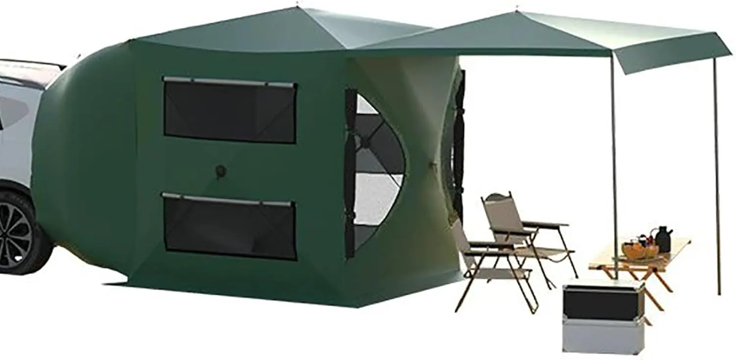 SUV Tent for Camping, 6-8 Person Car Camping Tent, Waterproof PU3000mm, Easy Set Up Tailgate Tent with Rainfly & Storage Bag, 6 * 6 * 6.5 FT (L*W*H)