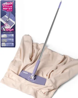 Sweeper Mop, Instantly Attach & Remove Cloth Touch-Free, Compatible with Swiffer Pads, Clamp Clip Dust Mop for Kitchen House Wood Hardwood Floor Wall Cleaning