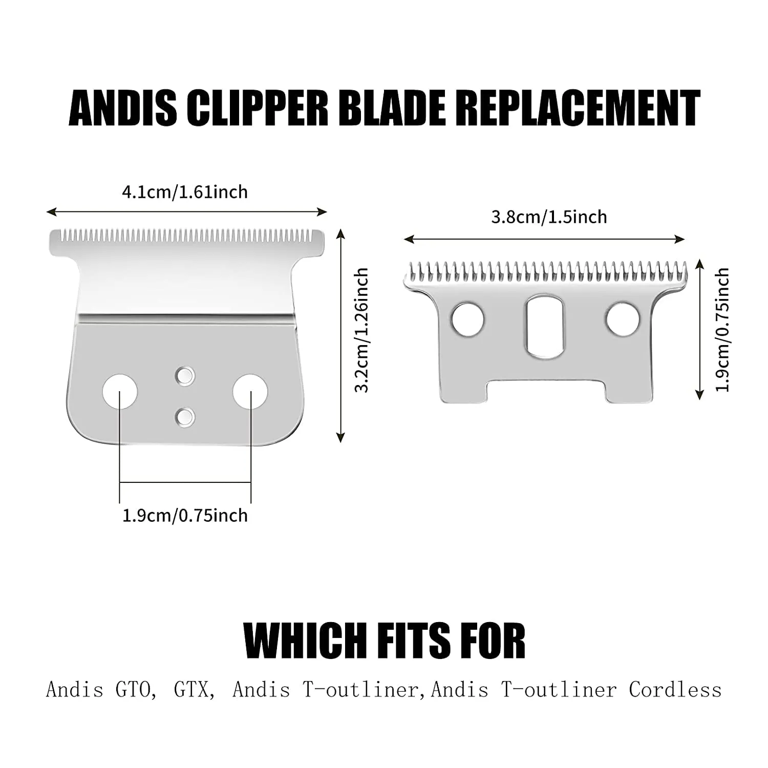 T Outliners Blades Compatible with Andis T Outliners Trimmer, Gtx Trimmer, T Outliners Replacement Blade (sliver steel T blade   sliver steel blade),4 PACK