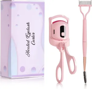 Tabizon - Heated Eyelash Curler - Modern, Sleek Design - Quick, Easy to Use - Rechargeable - Eyelash Comb Included (Pink) Holiday Gift