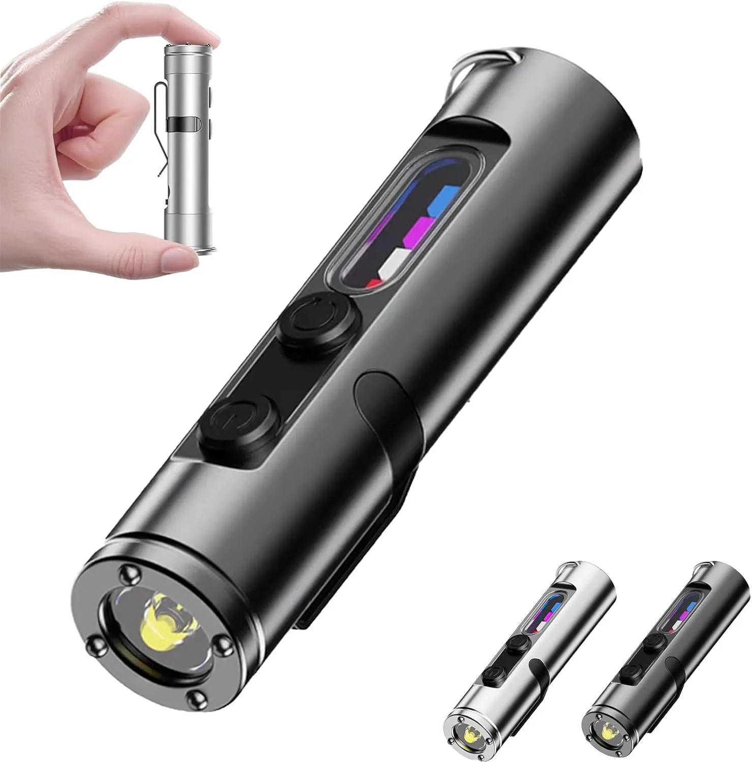 TacliteMini – The Ultimate Everyday Micro Tool, Taclite Mini Rechargeable LED Magnetic Super Bright Flashlight, Portable Keychain Flashlight with Hat Clip, Waterproof, 3 Brightness (Black)