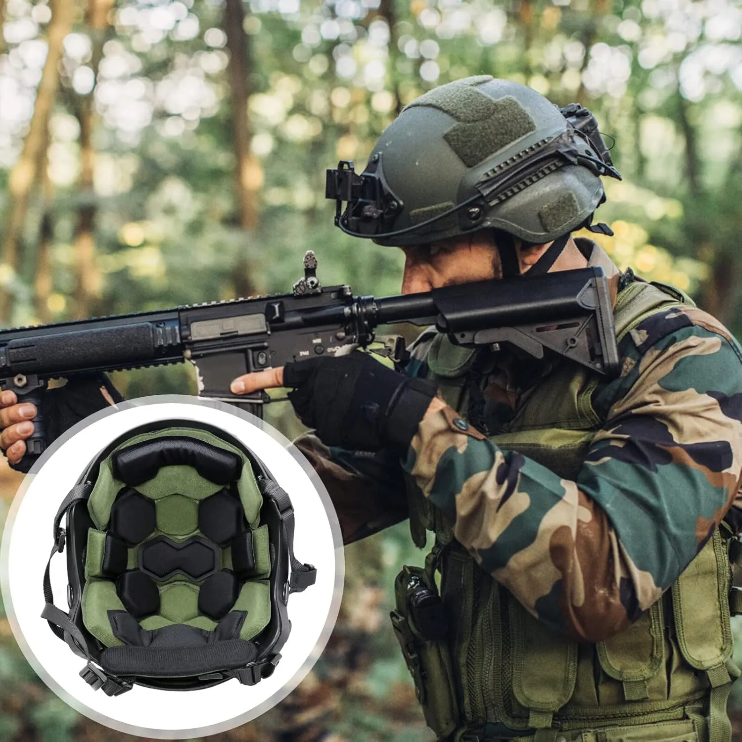 Tactical Airsoft Helmet Pads Internal Memory Foam Foam Protective Cushion Buffer Pad Protection Mat Accessories Liner System for Fast MT MICH IBH AF ACH Helmet