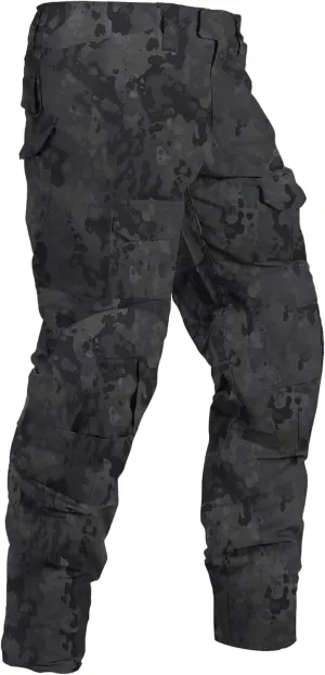 Tactical Camo Cargo Pants for Men - Outdoor Hiking Ripstop Work Pants With Multi Pockets - No Belt, No Kneepad