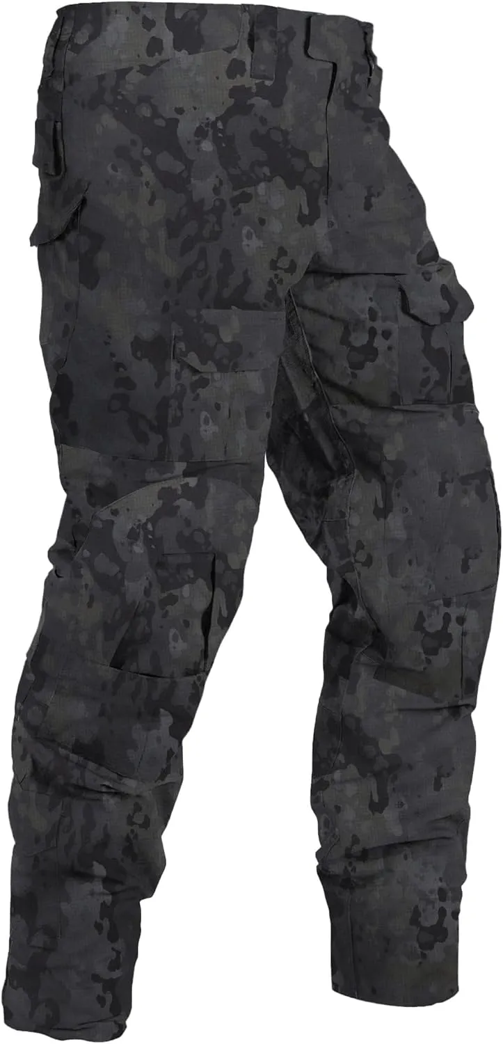 Tactical Camo Cargo Pants for Men - Outdoor Hiking Ripstop Work Pants With Multi Pockets - No Belt, No Kneepad