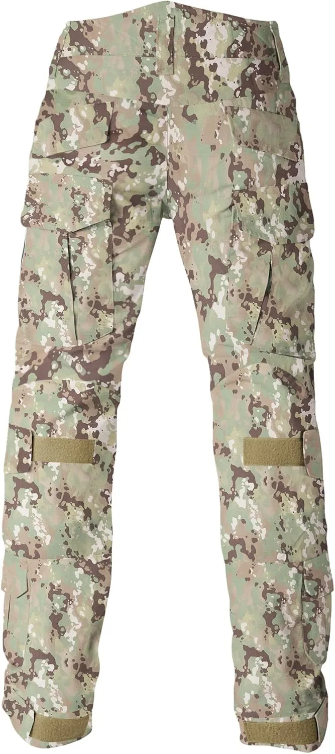 Tactical Camo Cargo Pants for Men - Outdoor Hiking Ripstop Work Pants With Multi Pockets - No Belt, No Kneepad