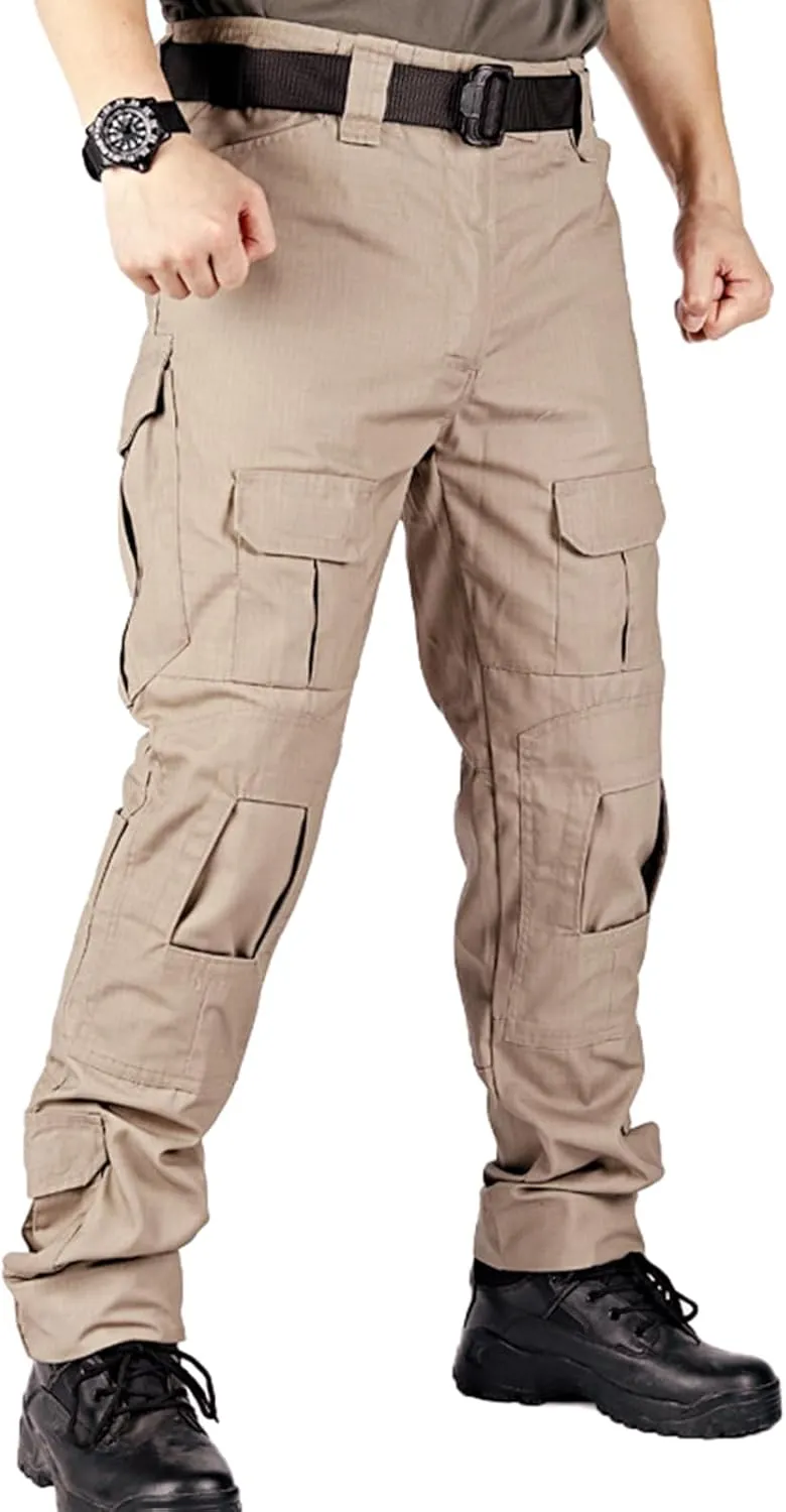 Tactical Camo Cargo Pants for Men - Outdoor Hiking Ripstop Work Pants With Multi Pockets - No Belt, No Kneepad