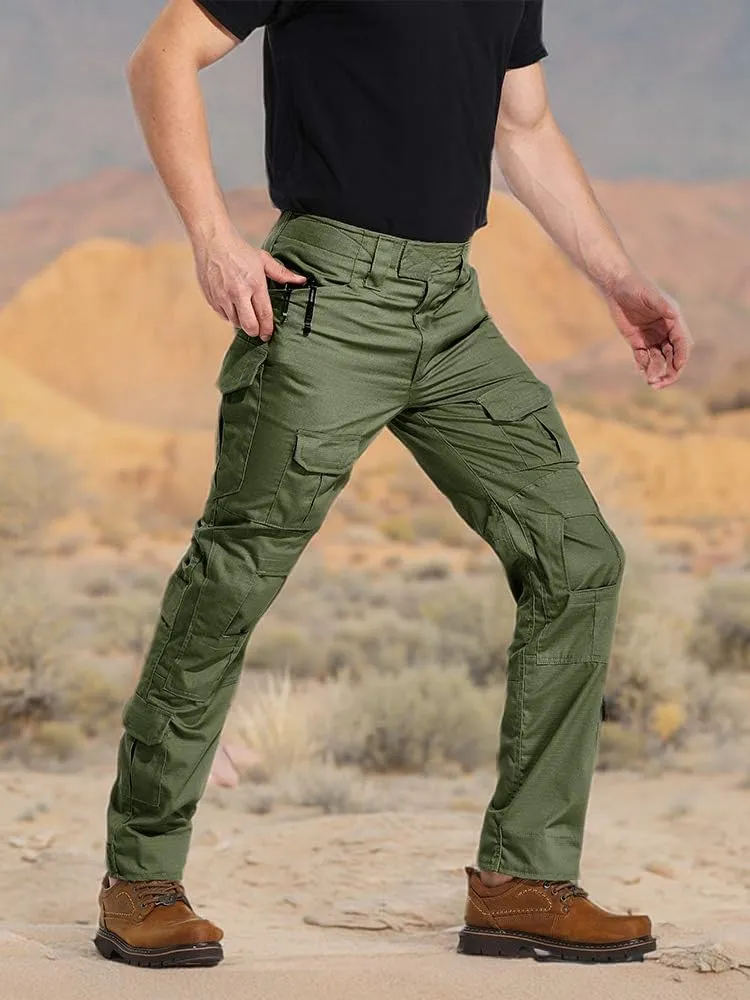 Tactical Camo Cargo Pants for Men - Outdoor Hiking Ripstop Work Pants With Multi Pockets - No Belt, No Kneepad