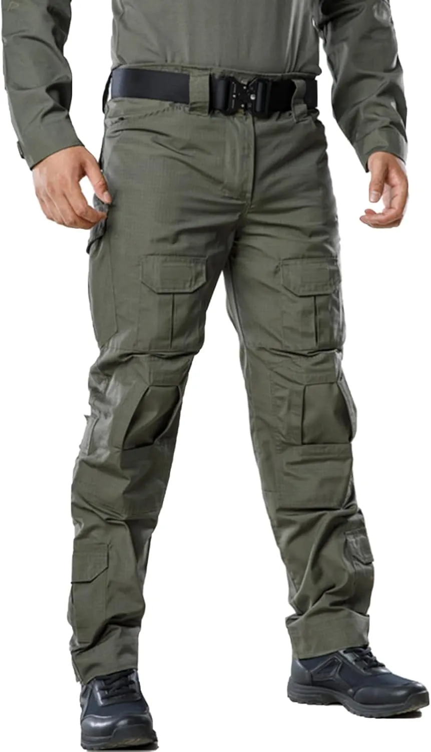 Tactical Camo Cargo Pants for Men - Outdoor Hiking Ripstop Work Pants With Multi Pockets - No Belt, No Kneepad