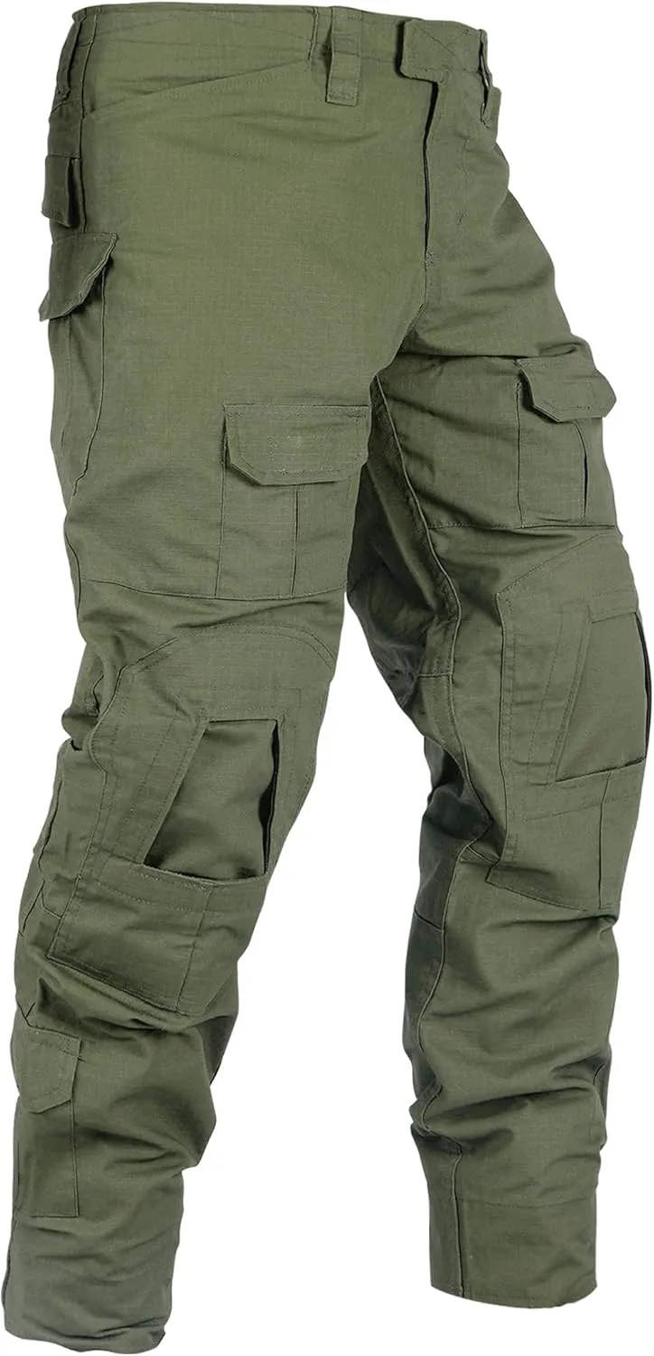 Tactical Camo Cargo Pants for Men - Outdoor Hiking Ripstop Work Pants With Multi Pockets - No Belt, No Kneepad
