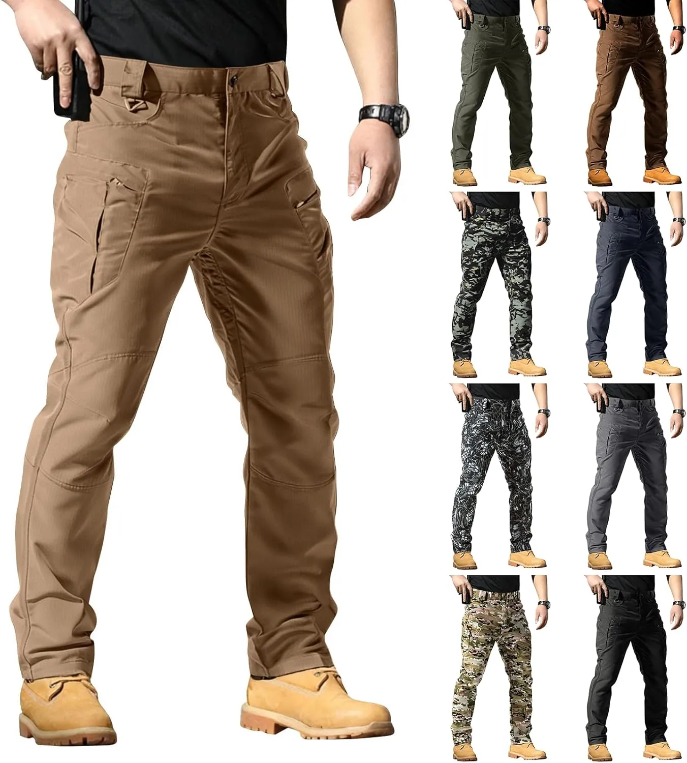 Tactical Cargo Pants for Men Water Resistant Quick Dry Hiking Pants Slim Fit Ripstop Waterproof Trousers with Pockets