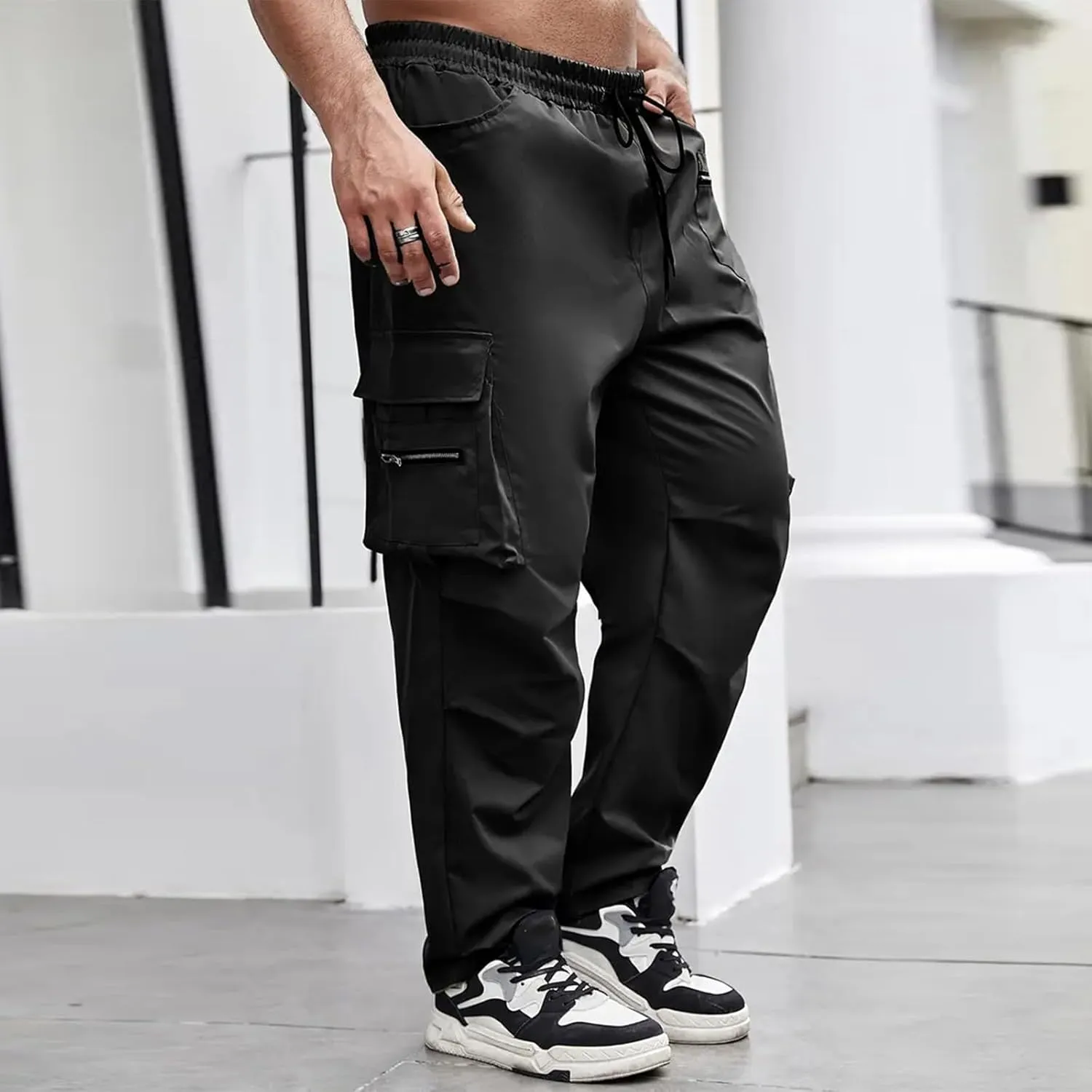 Tactical Pants for Men Athletic Training Camping Jogger Baggy Breathable Sweatpants Waist Drawstring Pant with Pocket