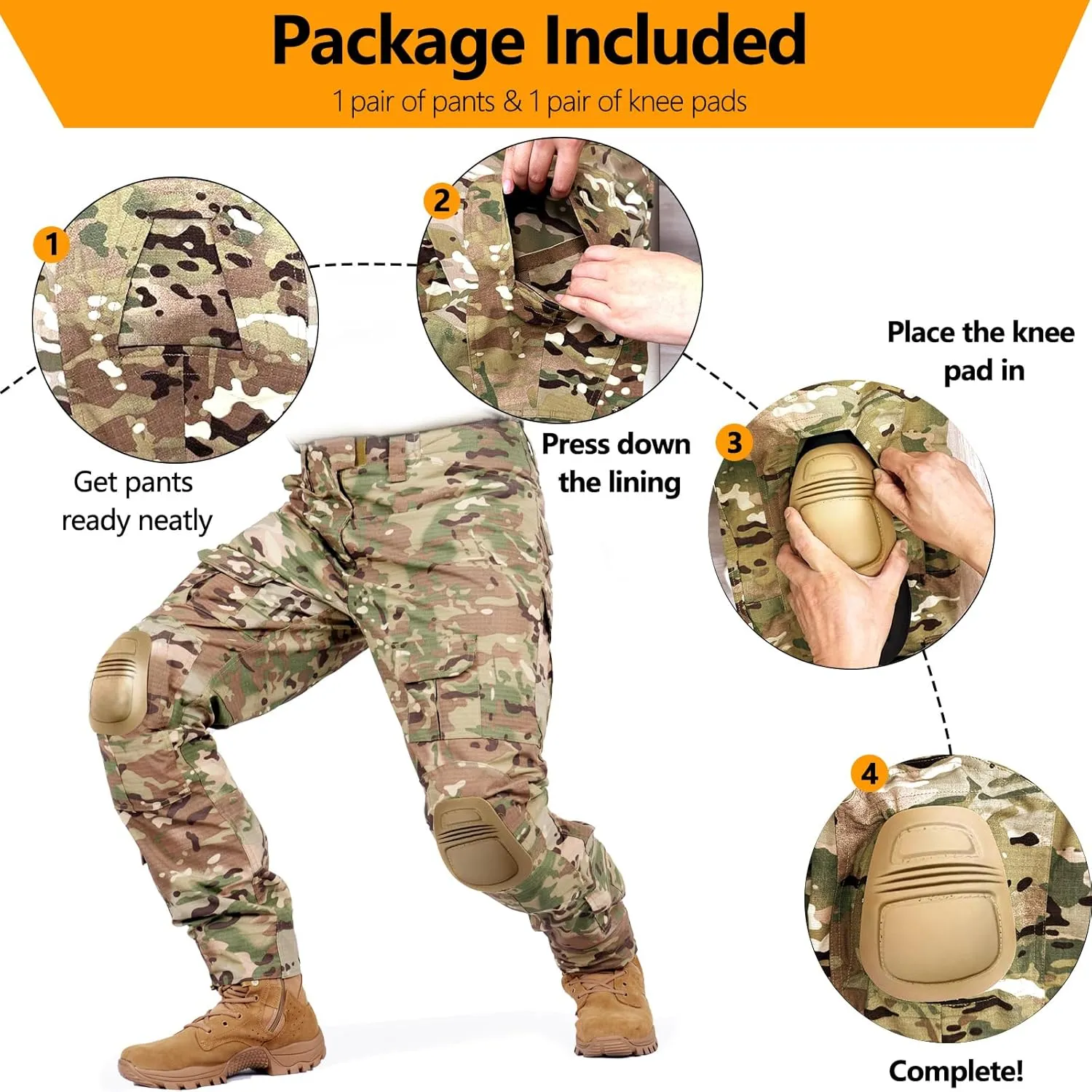 Tactical Pants for Men G3 Combat Pants with Knee Pads Waterproof Camo Cargo Pants for Airsoft Paintball