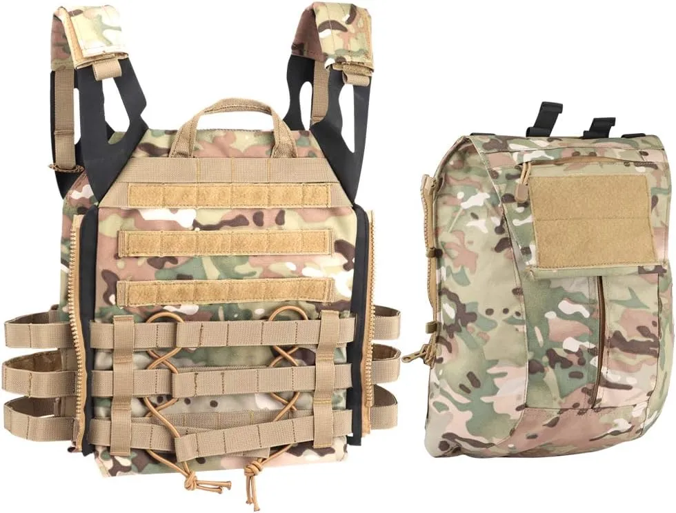 Tactical Pouch Zip-on Panel for AVS JPC2.0 JPC Vest Backpack Airsoft Mesh Pocket Built-in Magazine Snap Closure Hunting
