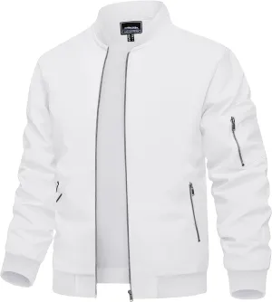 TACVASEN Men's Bomber Jacket Lightweight Casual Spring Fall Windbreaker Zip Up Coat with Pocket