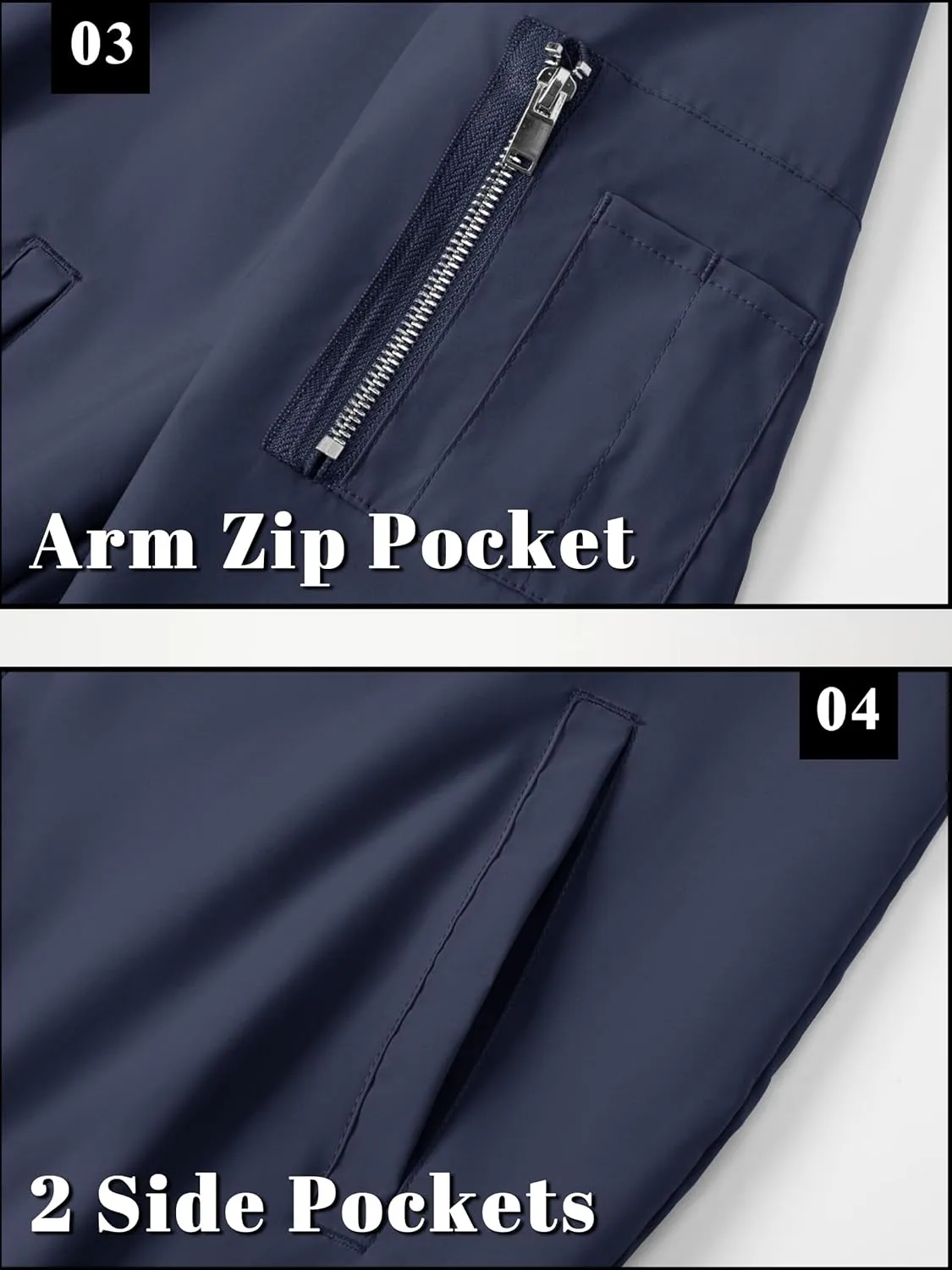 TACVASEN Men's Bomber Jacket Lightweight Casual Spring Fall Windbreaker Zip Up Coat with Pocket