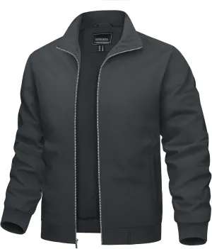 TACVASEN Men's Bomber Jacket Lightweight Casual Windproof Running Spring Windbreaker Sportswear Outerwear