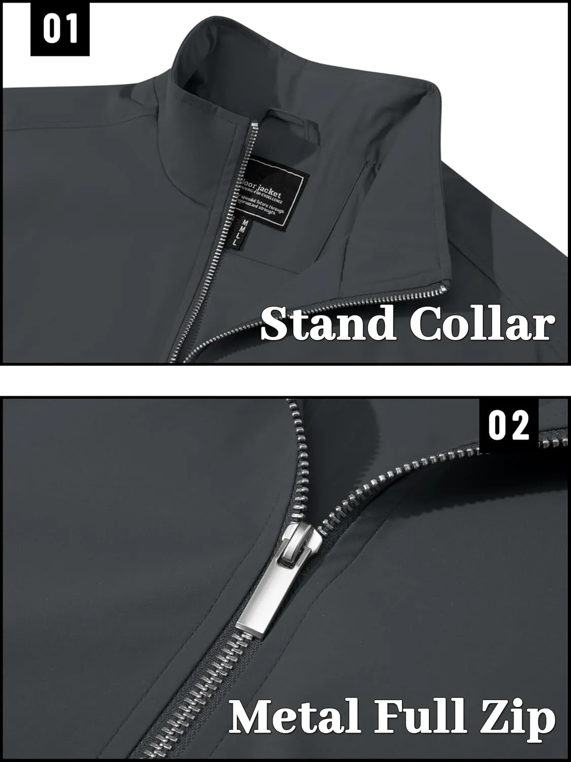 TACVASEN Men's Bomber Jacket Lightweight Casual Windproof Running Spring Windbreaker Sportswear Outerwear