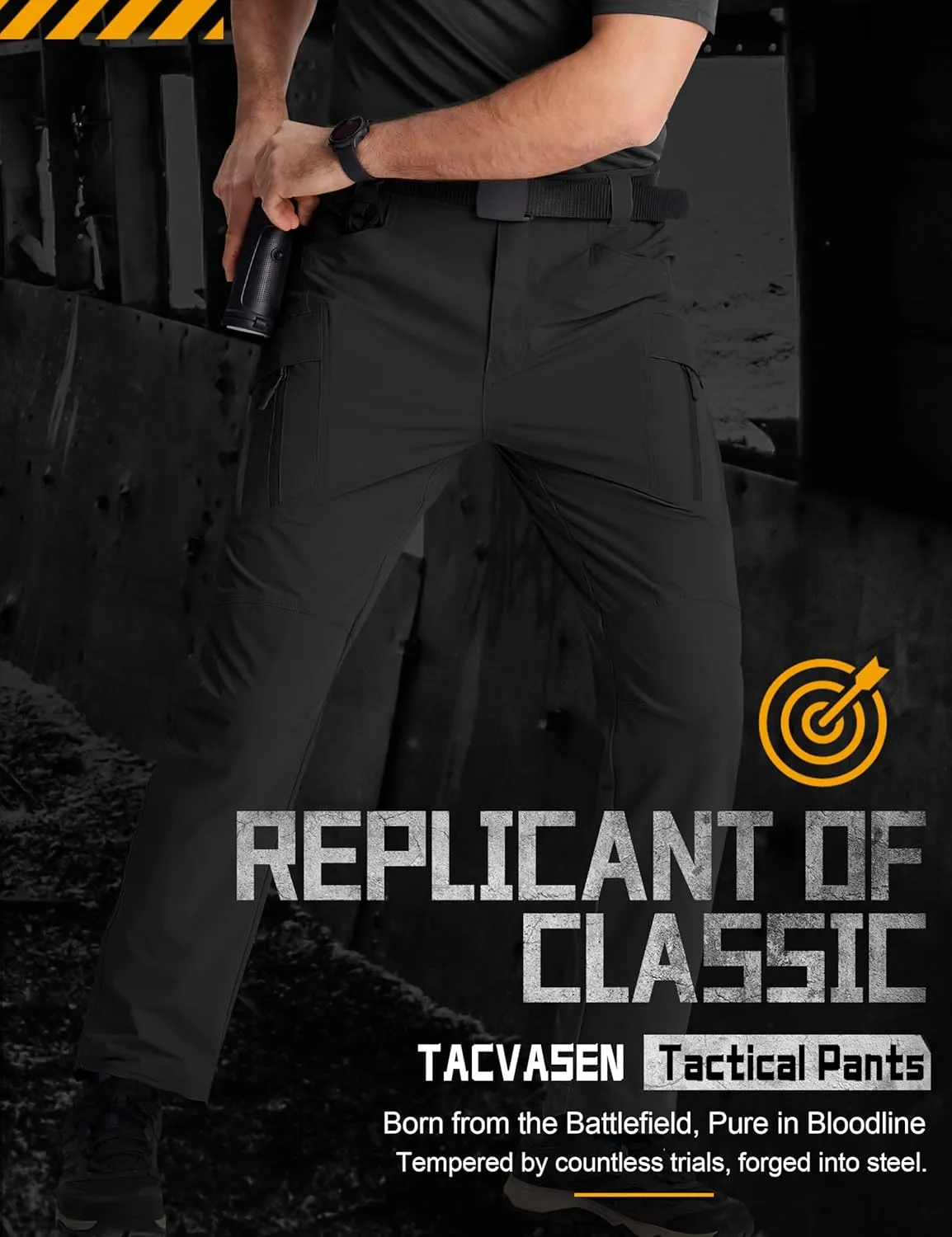 TACVASEN Men's Cargo Work Pants Construction Tactical Water Resistant Lightweight Outdoor Hiking Pants with 9 Pockets