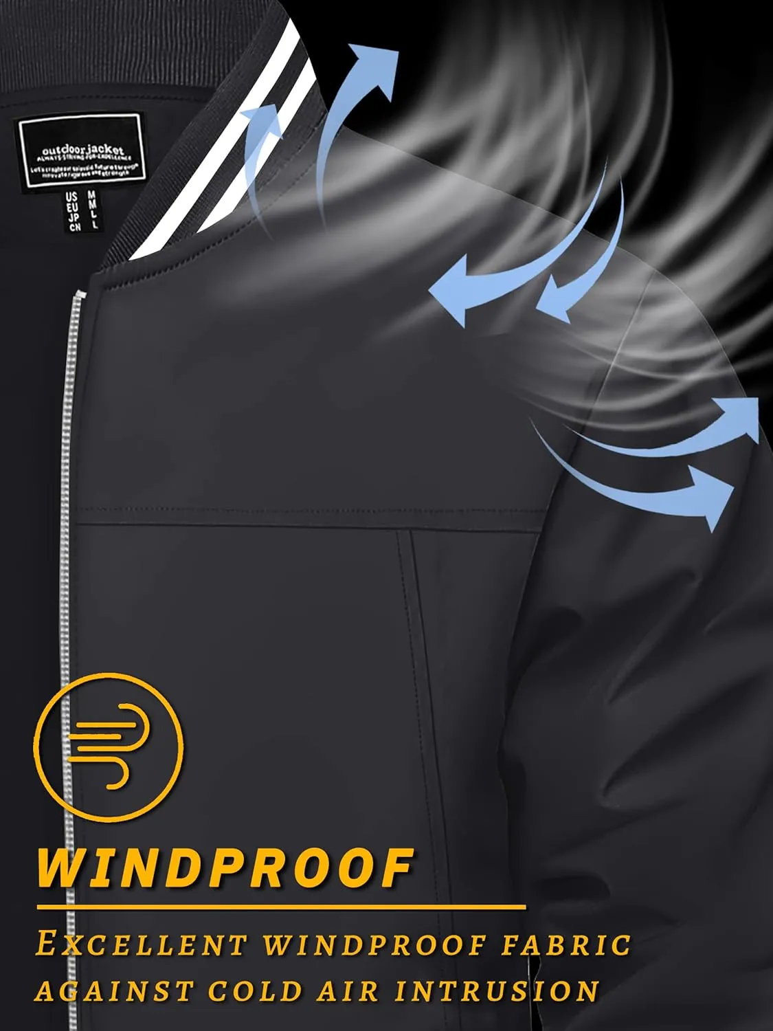 TACVASEN Men's Lightweight Jacket Casual Spring Fall Windbreaker Bomber Zip Up Coat With Pocket