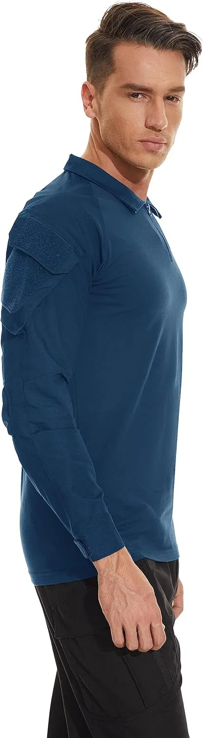TACVASEN Men's Tactical Shirt Long Sleeve Combat Shirt 1/4 Zip with Pockets Military Army Paintball Airsoft Breathable