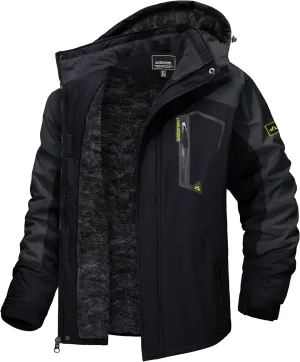 TACVASEN Men's Winter Skiing Jackets Water Resistant Fleece Coats Insulated Thermal Snowboard Jacket Parka Raincoat with Hood