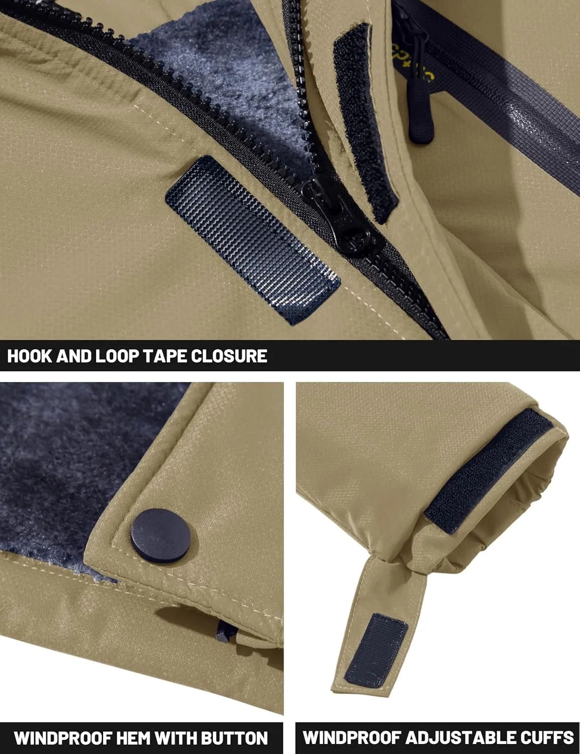 TACVASEN Men's Winter Skiing Jackets Water Resistant Fleece Coats Insulated Thermal Snowboard Jacket Parka Raincoat with Hood