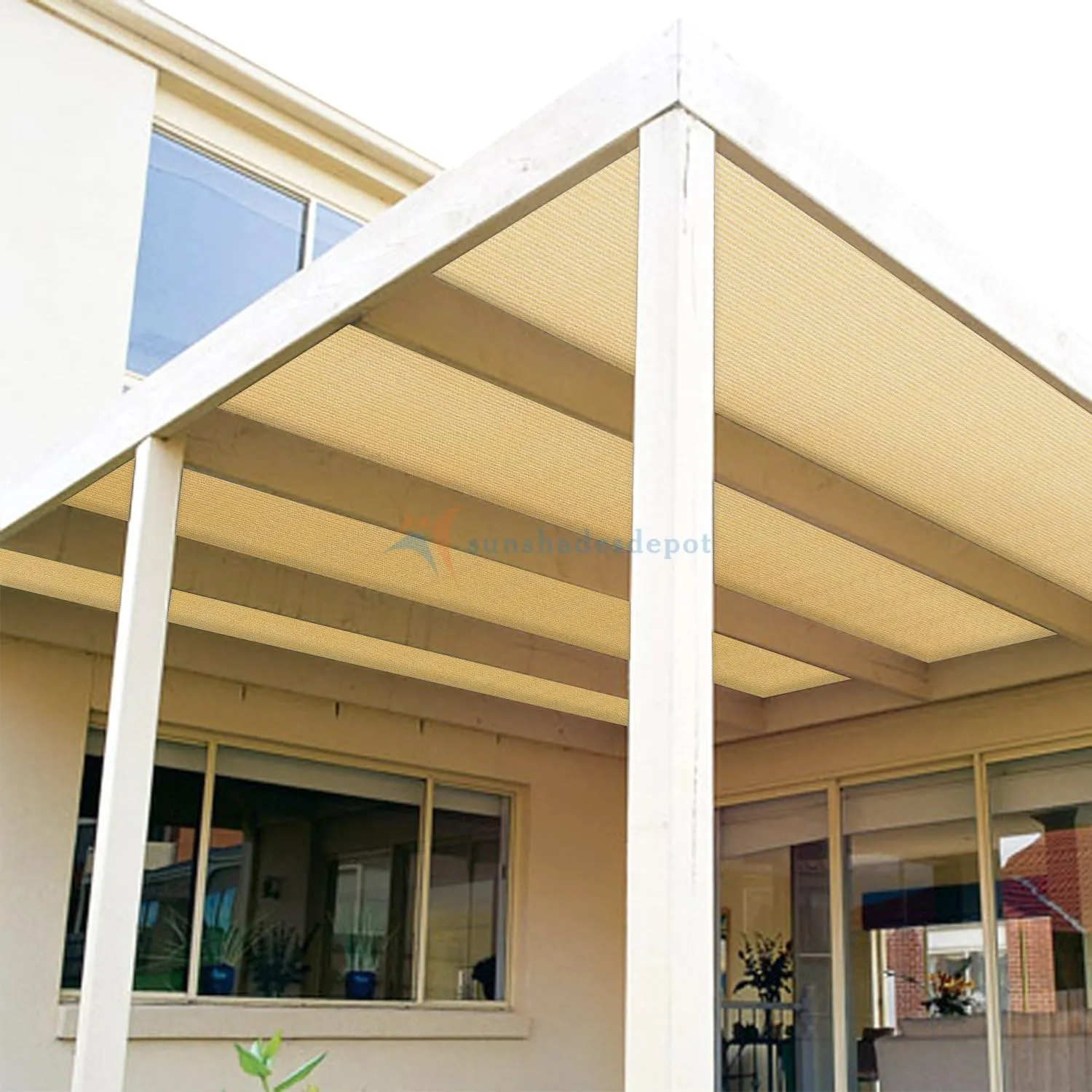 TANG Sunshades Depot 8'x25' Shade Cloth 180 GSM HDPE Beige Fabric Roll Up to 95% Blockage U*V Mesh Net for Outdoor Backyard Garden Plant Barn Greenhouse