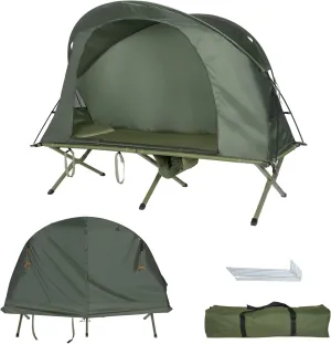 Tangkula 4-in-1 Camping Cot Tent Set, Foldable Off Ground Elevated Tent for 1 Person, Portable with Waterproof External Cover, Air Mattress & Carrying Bag, Ideal for Outdoor Hiking, Camping