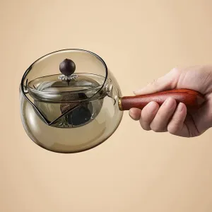 Tea Ceremony Glass Teapot Set with Wood Handle