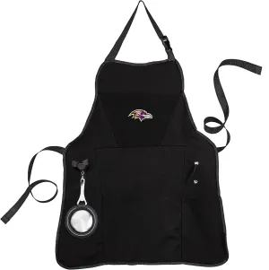Team Sports America Outdoor NFL Black Grilling Apron | Baltimore Ravens | Made of Durable Cotton | Beverage Opener and Multi-Tool | Sports and Tailgaiting Apparel