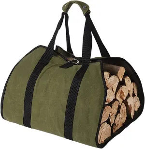 Tenn Well Wood Carrier for Firewood, 38in x 18in 16oz Waxed Canvas Firewood Carrier Log Bag with Handles Securing Straps for Camping Trip Indoor, Gifts for Men Dad Husband