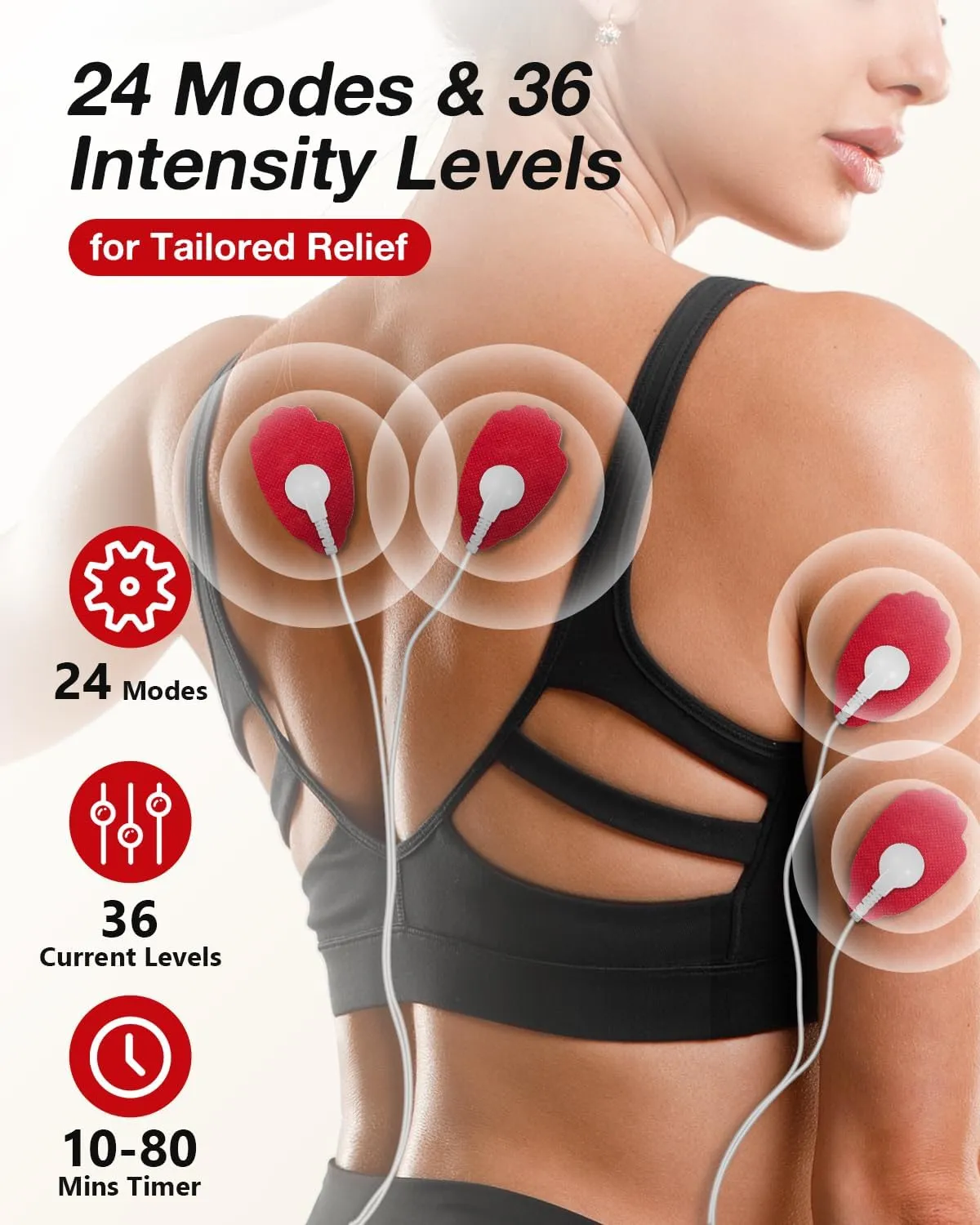TENS Unit Muscle Stimulator for Pain Relief Therapy–Dual Channel 24 Modes TENS Machine&EMS Muscle Stimulator,Upgraded Large Screen Portable Muscle Stimulator for Back,Shoulder,& Neck Pain with 10 Pads