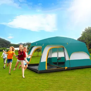 Tent Outdoor Two Rooms and One Living Room, Portable Double-Decker Big Tent, Tent Hut, Family Camping Tent with 2 Rooms and Screen Porch Double The Comfort