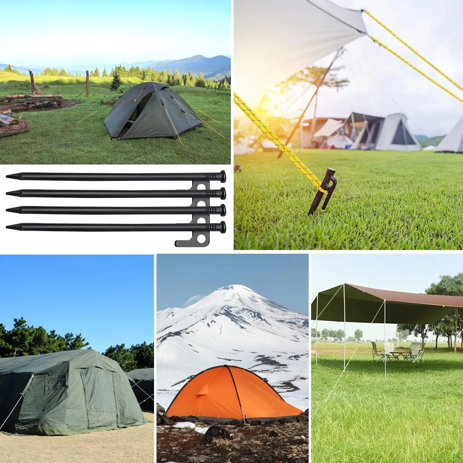 Tent Stakes and Hammer Set, 32 Pack 16in Heavy Duty Forged Steel Tent Stakes   12in Heavy Duty Camping Hammer   Storage Pouch, Available in Rocky Place(32 Pack 16in Stakes   Hammer)