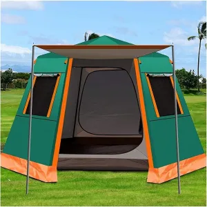 Tent,Camping Family Tent Easy Set Up Portable Folding Beach Travelling Hiking Sunshade Waterproof Shelter for Color:Green,Size:330x330x198cm