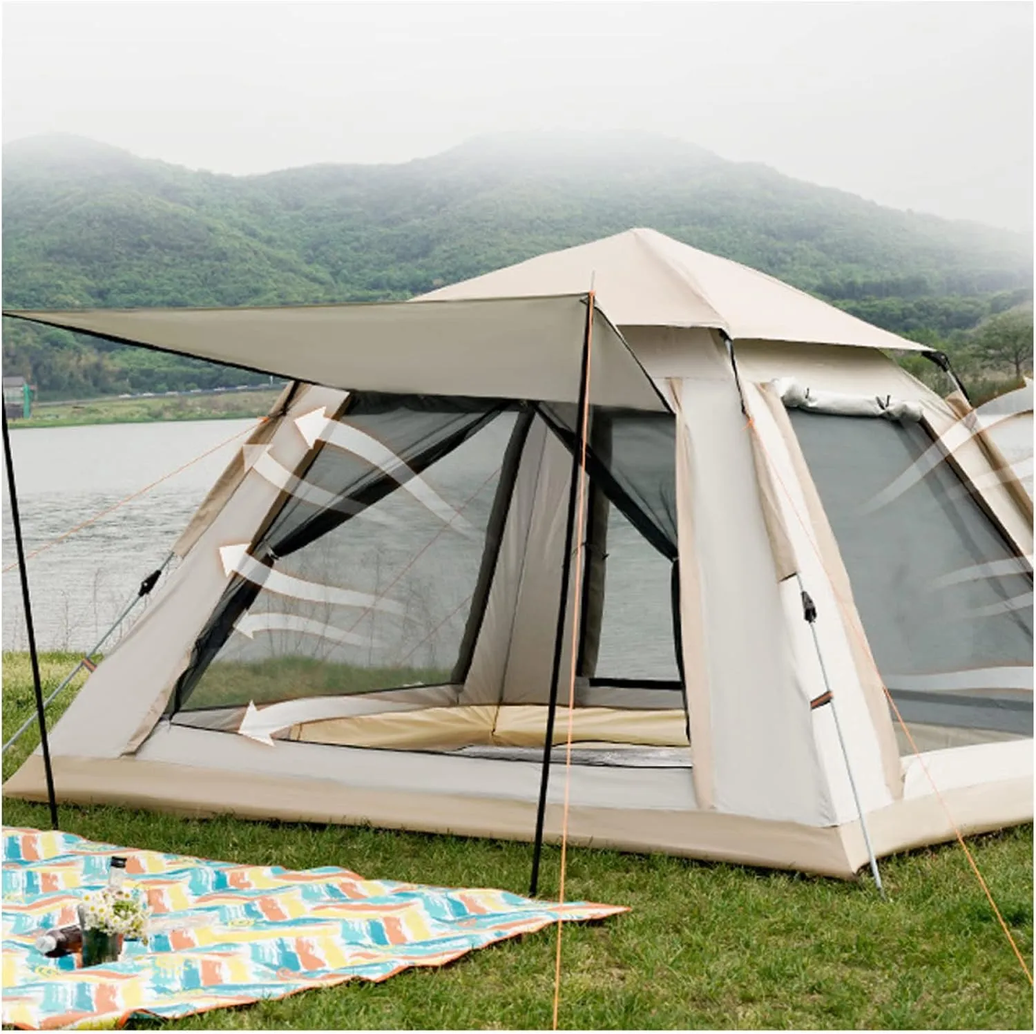 Tents 4 People, Frame Tent Practical Advanced Teepee Tents for Camping for Family Camping,Hiking Party