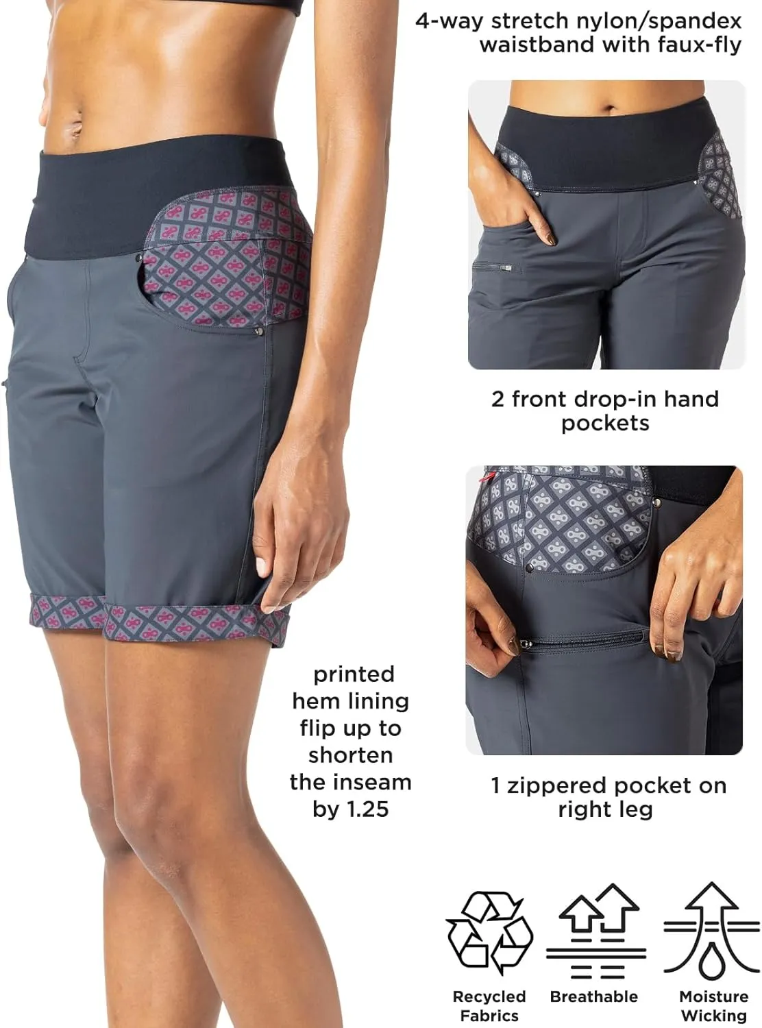 Terry Vista Bike Short, Womens 2 Piece Set: 10 Inch Inseam Mountain Bike Short & Removeable Padded Cycling Brief