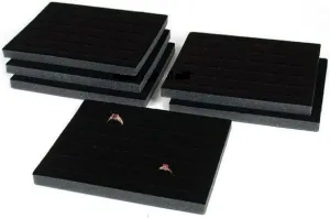 The Display Guys ~ 6pcs Deluxe Black Velvet Ring Foam 36 Slot Jewelry Travel Ring Insert Display Pad Holder