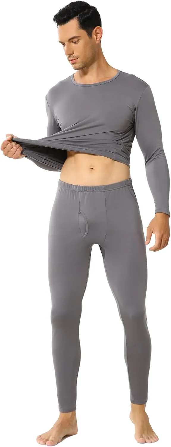 Thermal Underwear for Men Fleece Lined Long Johns Thermals Top and Bottom Set Base Layer for Cold Weather