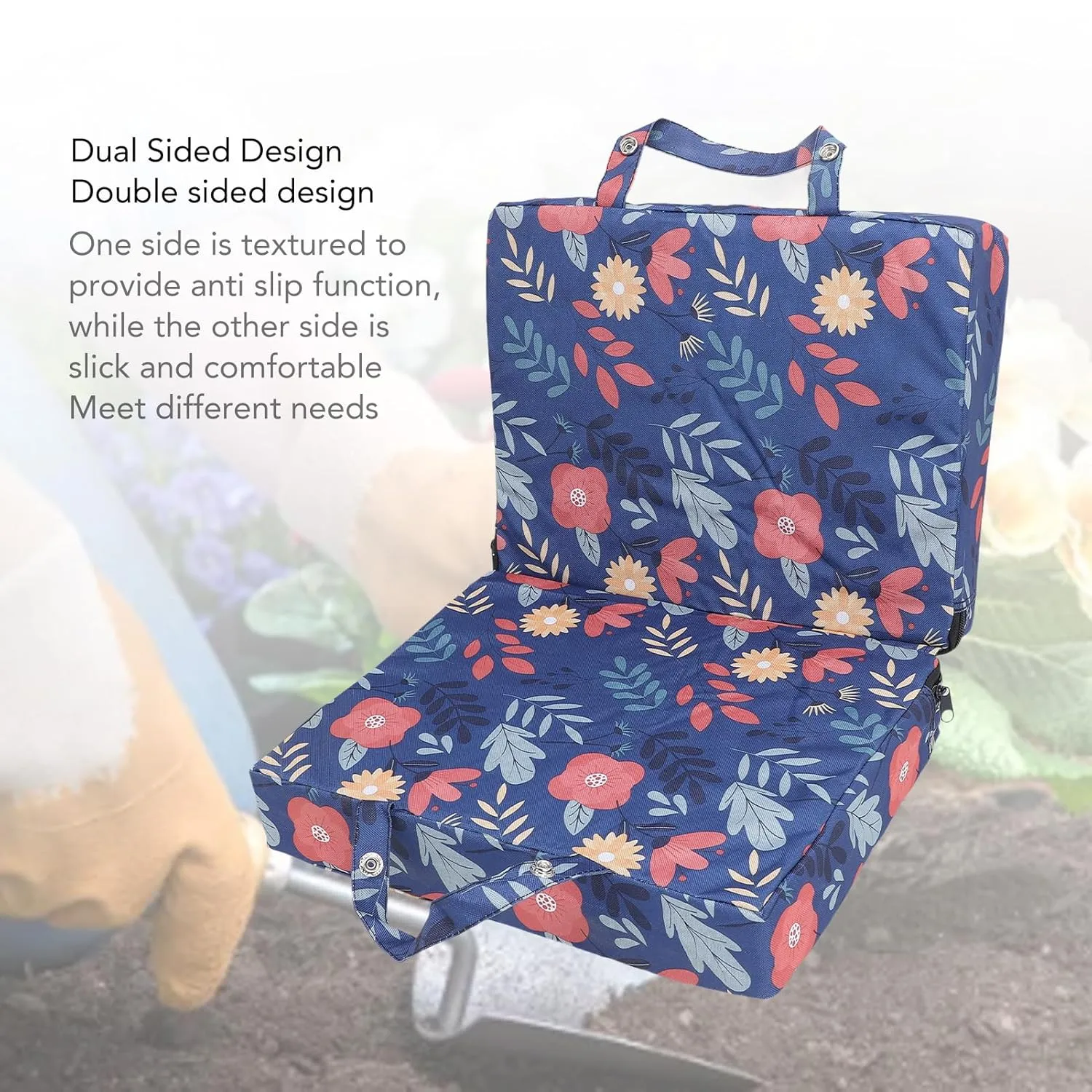 Thick Garden Kneeling Pad, Dual Sided Design Knee Pad Anti Slip Kneeler Pad Exquisite Print Knee Pad for Gardening, Yoga, Outdoor Activities (Blue)