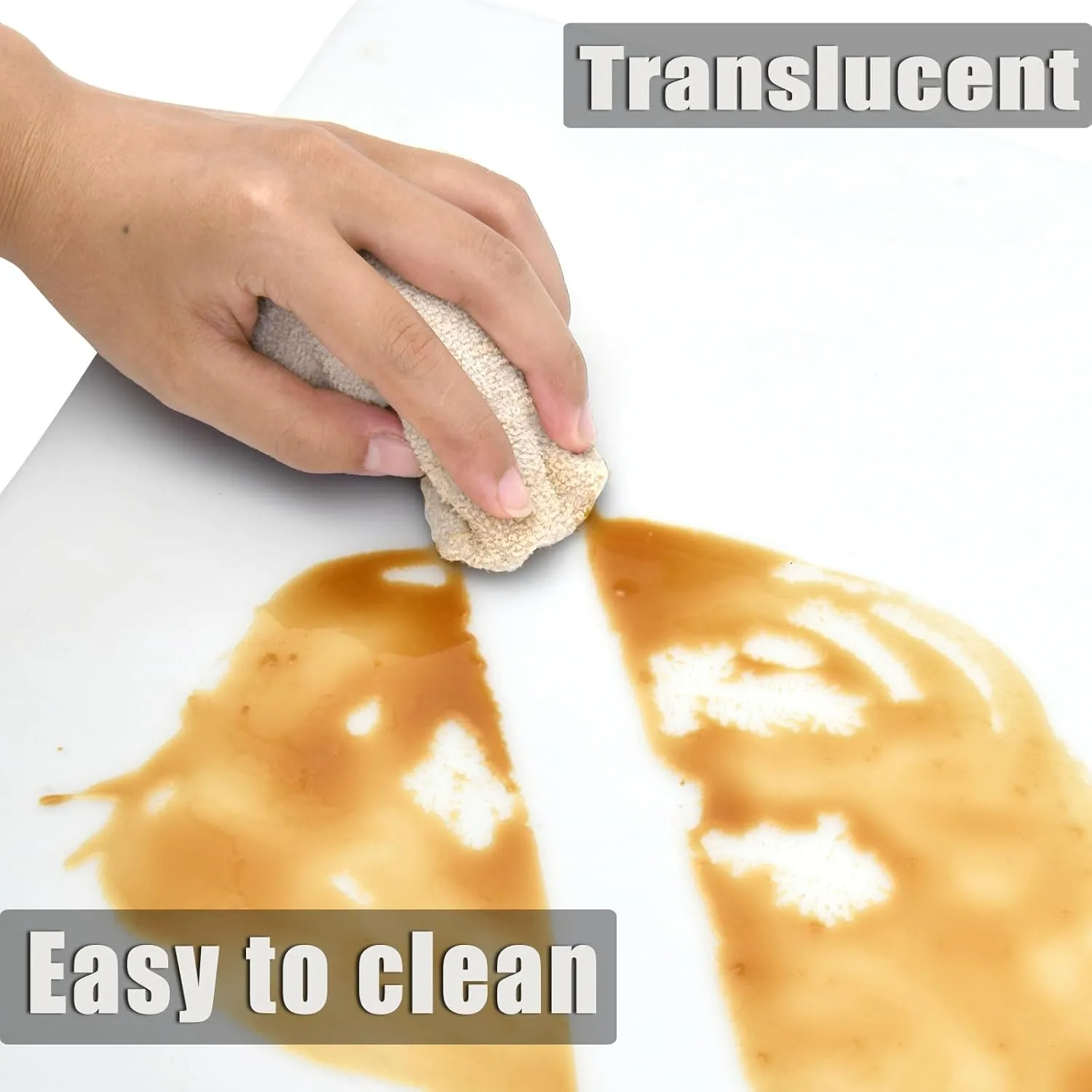 Thick Silicone Counter Mat Large Set of 2, Heat Resistant Pad for Kitchen Table/Countertop Protector/Non Stick Pastry Baking Placemats, Silicone Mat for Crafts Kids (20×28, Translucent)