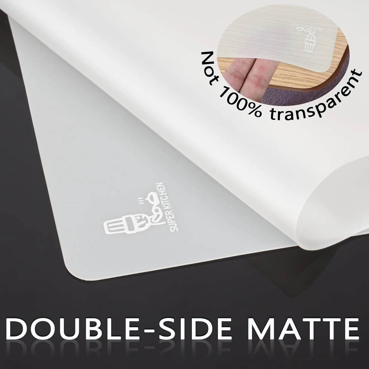 Thick Silicone Counter Mat Large Set of 2, Heat Resistant Pad for Kitchen Table/Countertop Protector/Non Stick Pastry Baking Placemats, Silicone Mat for Crafts Kids (20×28, Translucent)