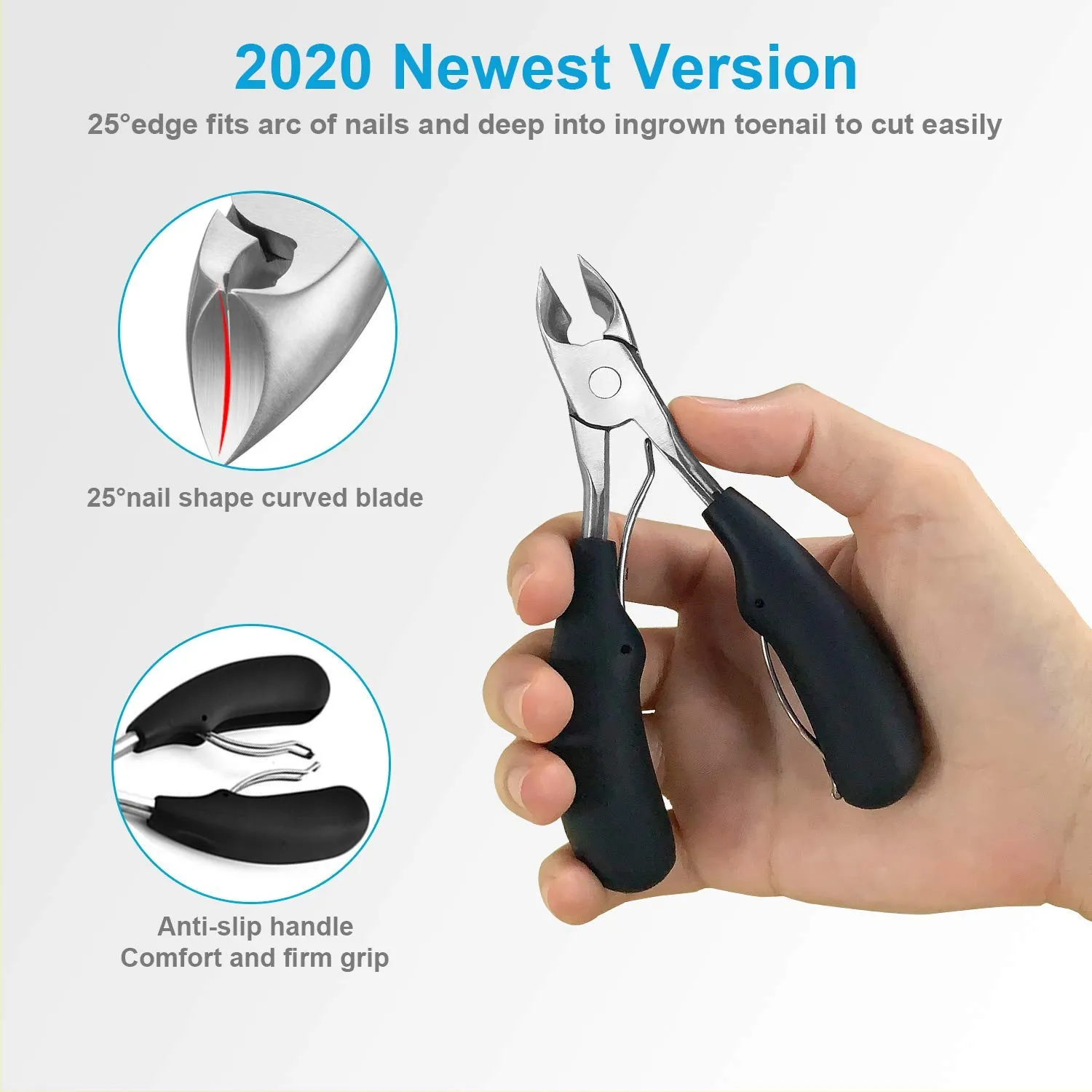 Thick Toenail Clippers, Podiatrist Toe Nail Clippers for Ingrown & Thick & Men & Seniors Toenail and Nail Surgical Grade Stainless Steel Toenail Trimmer Nipper (Grey)
