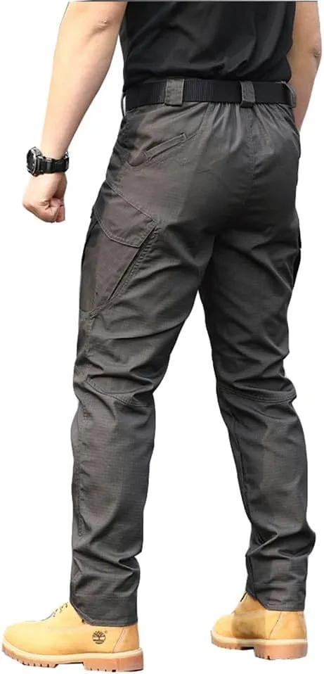 THWEI Mens Tactical Cargo Pants Water Resistant Hiking Outdoor Work Pants Multi Pockets with No Belt