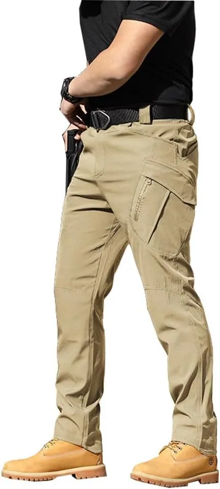 THWEI Mens Tactical Cargo Pants Water Resistant Hiking Outdoor Work Pants Multi Pockets with No Belt
