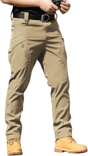 THWEI Mens Tactical Cargo Pants Water Resistant Hiking Outdoor Work Pants Multi Pockets with No Belt