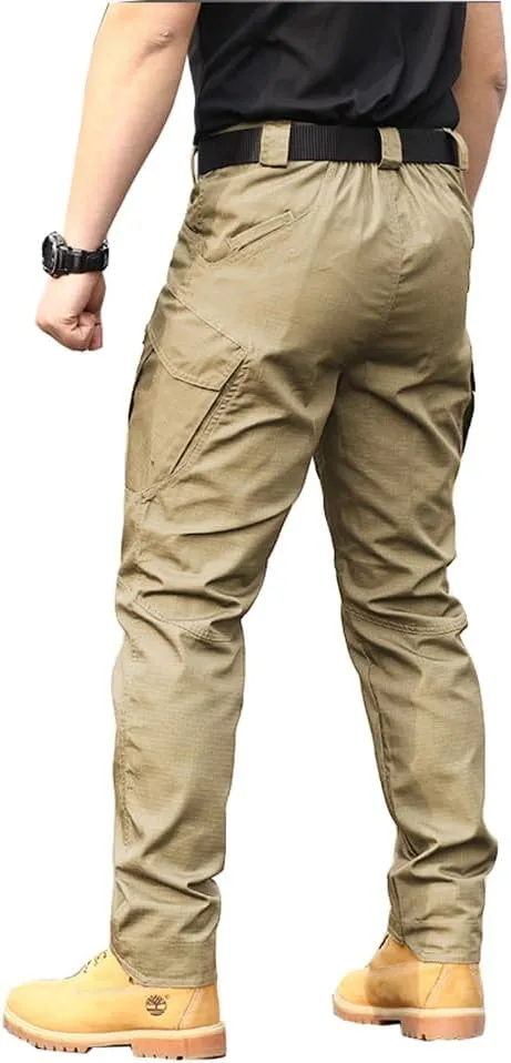 THWEI Mens Tactical Cargo Pants Water Resistant Hiking Outdoor Work Pants Multi Pockets with No Belt