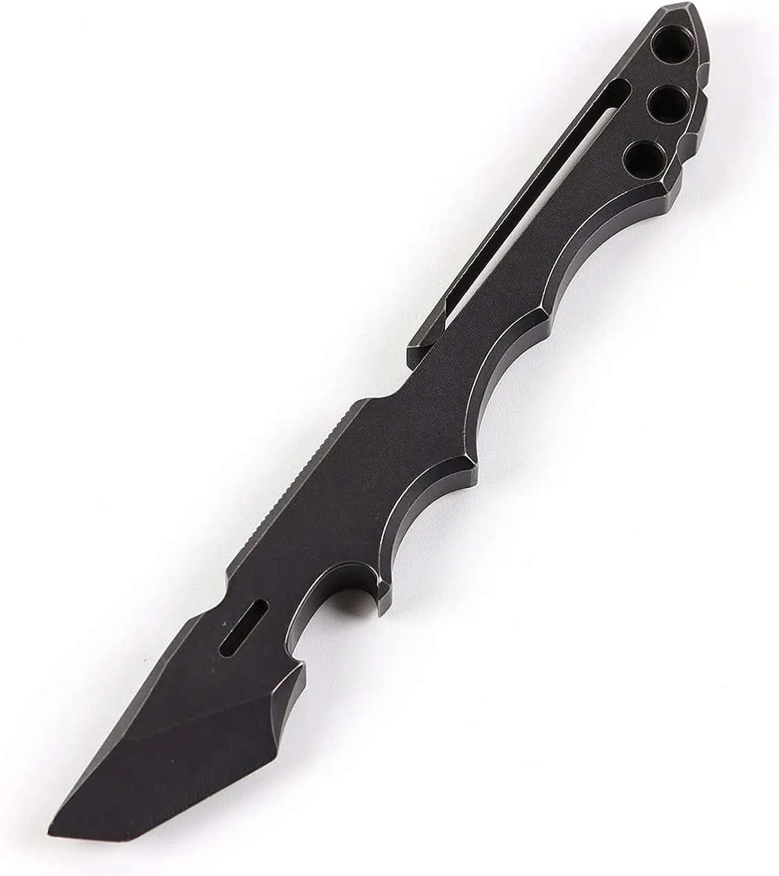 Titanium Pry Bar EDC Multi Tool with Bottle Opener Box Opener Clip Function (Black)