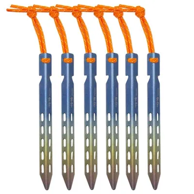 TiTo Titanium Tent Stake 6pcs/lots Colorful  V Shaped Windproof Outdoor Camping Tent  Nail  with Rope Suitable for Soft Ground