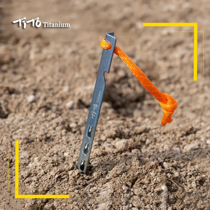 TiTo Titanium Tent Stake 6pcs/lots Colorful  V Shaped Windproof Outdoor Camping Tent  Nail  with Rope Suitable for Soft Ground